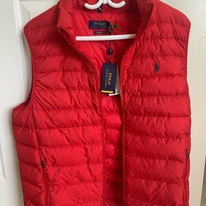 BNWT Polo Ralph Lauren Men’s Red Water-Repellent Packable Puffer Vest Size M